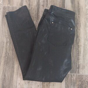 Platinum Chico Shimmery Blue Denim Skinny Jeans Zip Fly Pockets Stretch Size 15